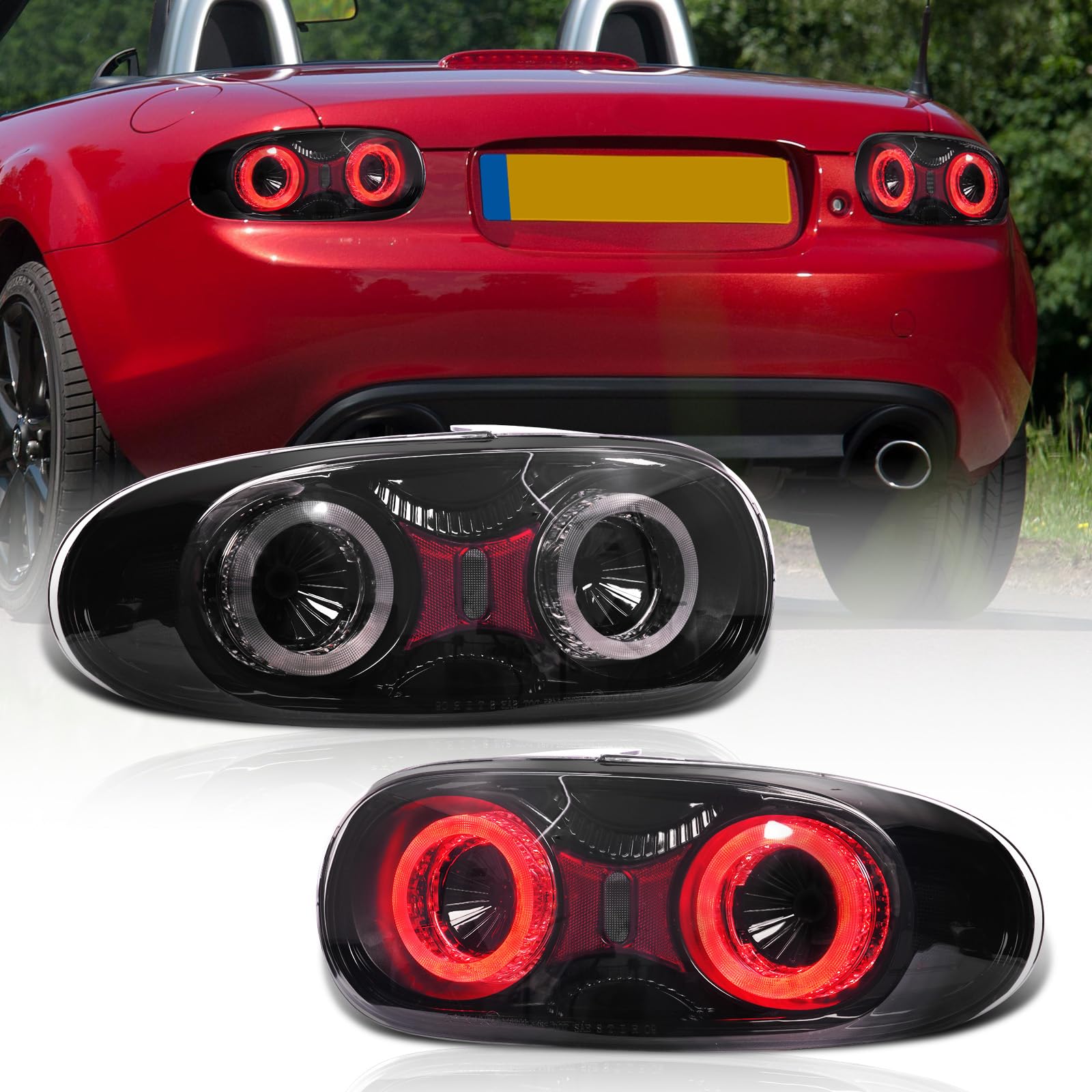 Archaic Tylne światła LED kompatybilne z 2009-2015 Mazda MX-5 MK3 NC2 NC3 Miata Roadster 2-drzwiowy kabriolet, z reflektorem