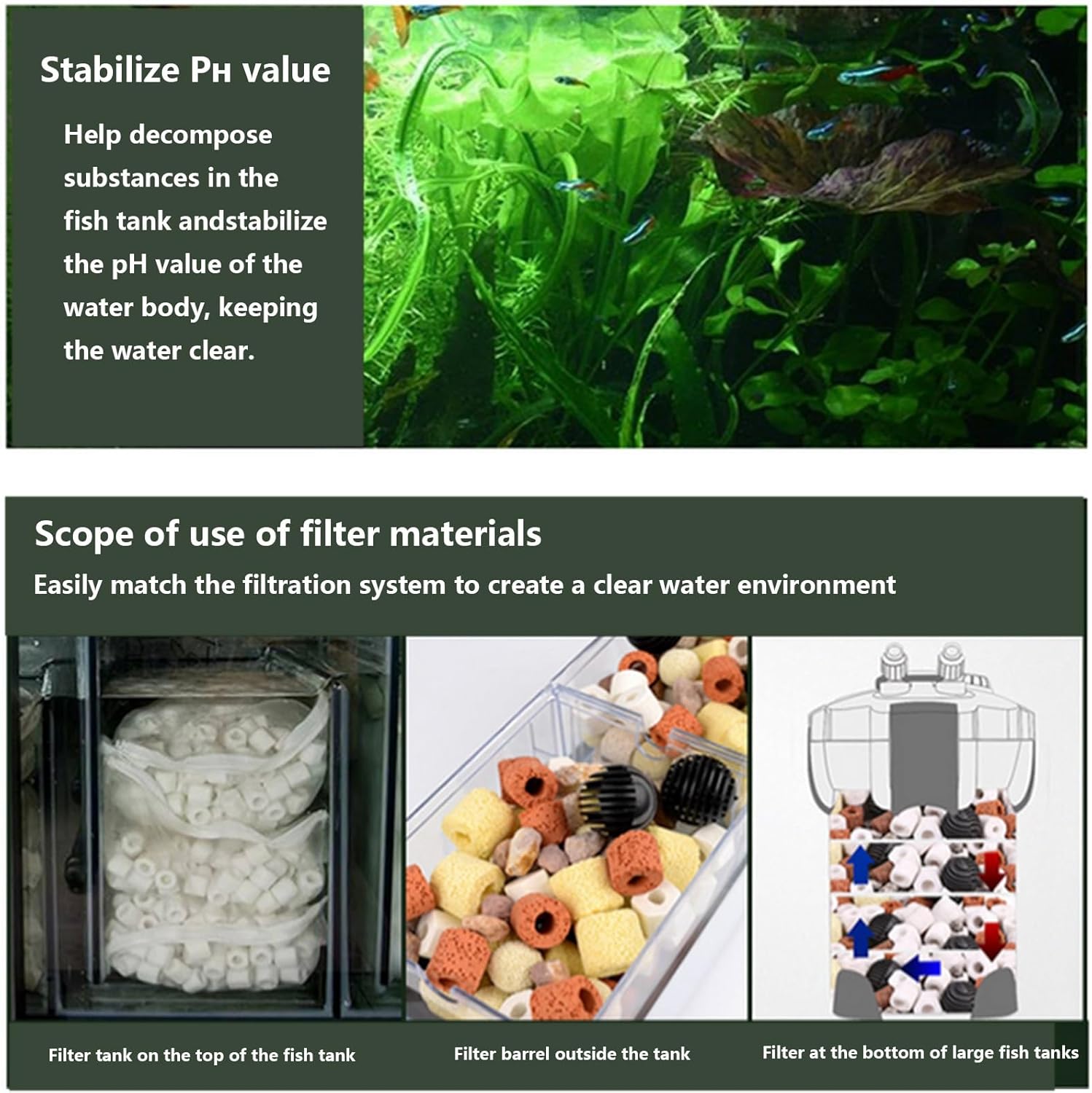 12 in 1 Multi-Aquarium Filter Media, 9.2lbs Bathtub Pond Filtration, Balls Ceramic Rings Set, for Aquarium Fish Tank