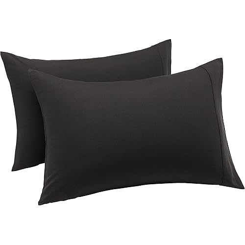 Amazon Basics Lightweight Super Soft Easy Care Microfiber Pillowcases - 2-Pack - King, Black