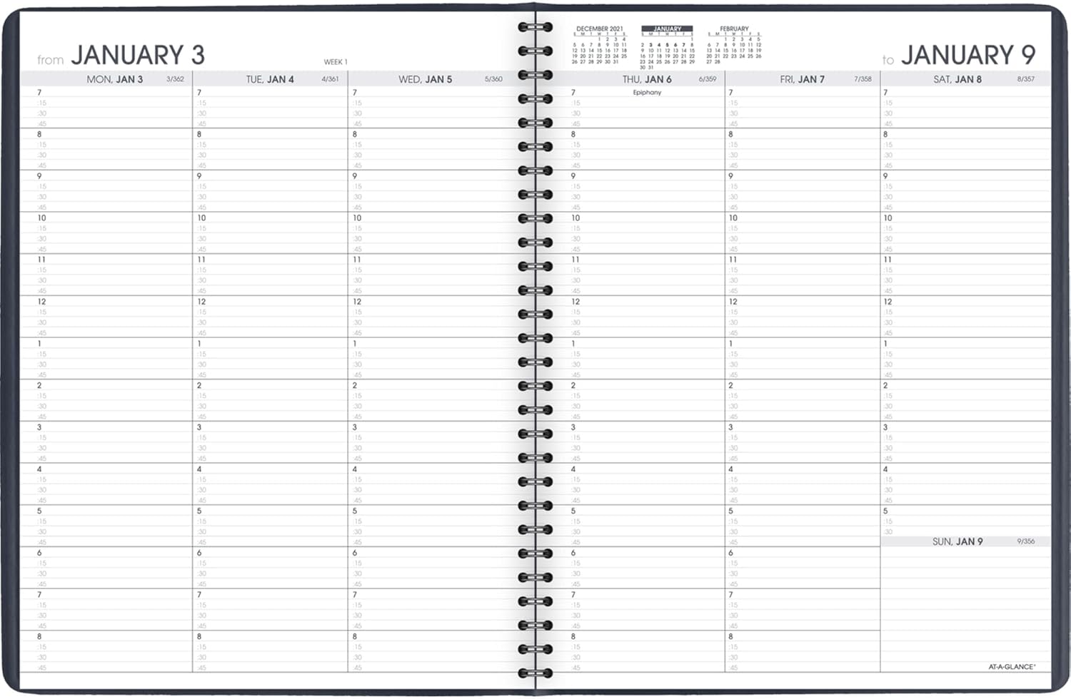 2022 Weekly Appointment Book & Planner by AT-A-GLANCE, 8-1/4" x 11", Large, Navy (7095020)