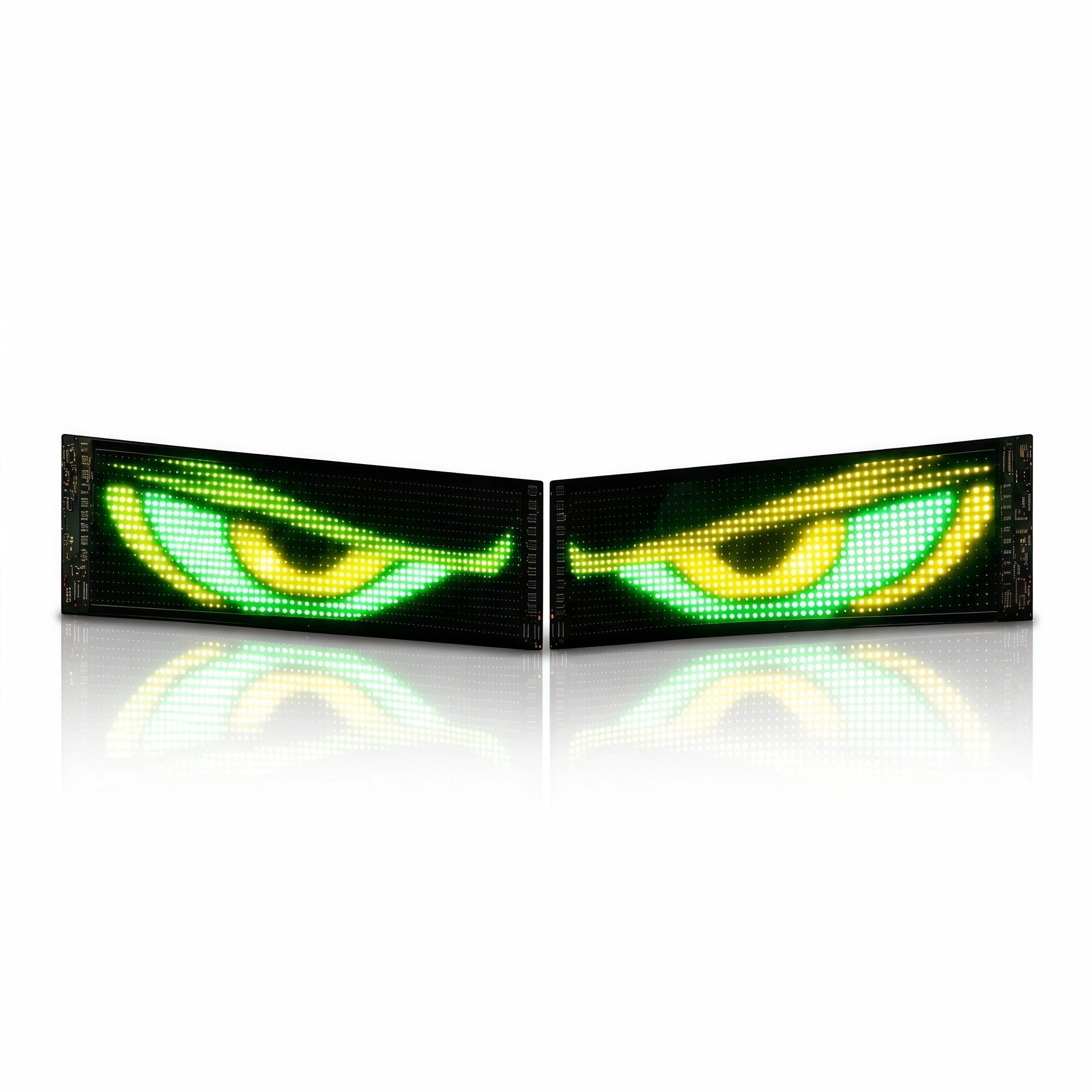 Lot de 2 Yeux LED pour Voiture - 10,2 x 34,8 cm - Yeux LED pour Camion - Programmables - avec contrôle par Application et télécommande pour Texte de Voiture et Camion (Pixels 20 x 64)