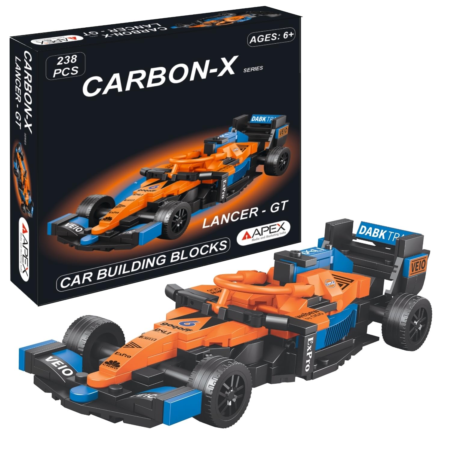 Apex Carbon-X F1 Car Building Blocks Set 238 Pcs | Racing Car Construction Toy for Kids Age 6+ | STEM Learning Toy | Creative DIY Model Kit for Boys & Girls (Lancer-GT)-image-15