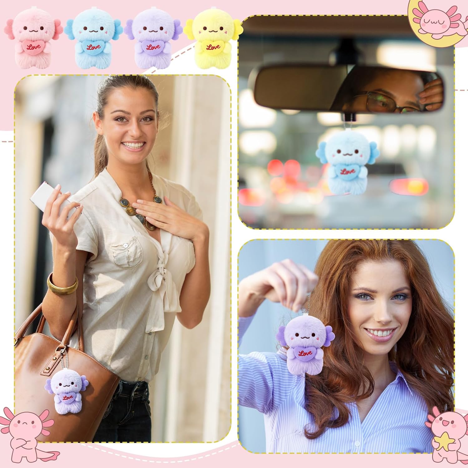 Jenaai 20 Pcs Axolotl Keychain Easter Mini Stuffed Animals Gift Axolotl Plush with Love Heart Bulk Cute Stuffed Animals for Easter Exchange School Classroom Prize Party Favor Birthday Gift