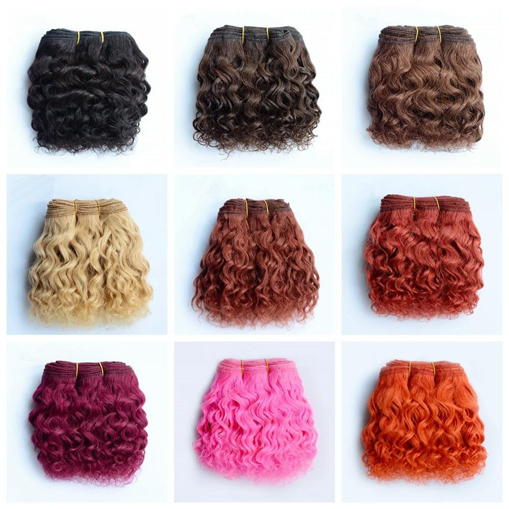 6 Pezzi di Colori Misti 15 cm * 100 cm Estensioni per Capelli in Lana per Tutte Le Bambole Capelli Ricci in Lana Fai da Te Parrucche per Bambole