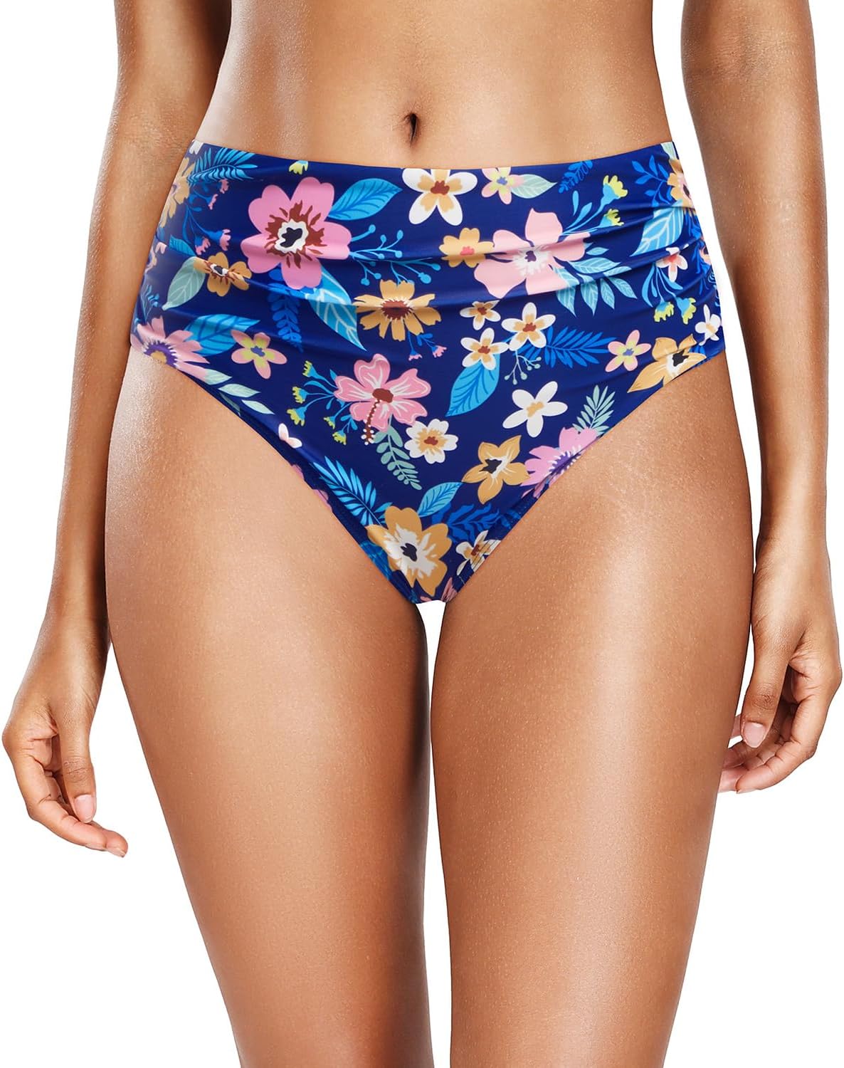 Daci Full Coverage Bikini Bottoms - Mid Rise Bathing Suit Bottoms for Women Tummy Control Swimsuit Bottom