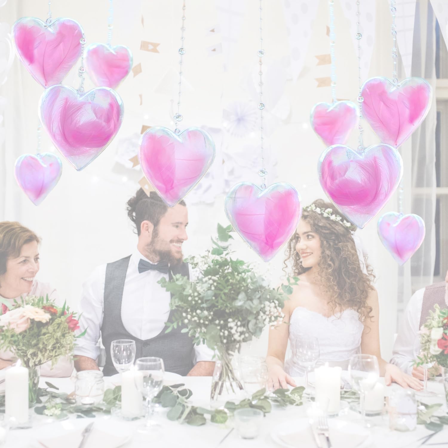 Jishi Clear Plastic Heart Ornaments 10-Pack Christmas Ornament Fillable Balls for DIY Crafts, Christmas Tree Decorations, Wedding Party, Xmas Holiday Home Decor, Open Decorative Hanging Ornaments 65mm - Image 5