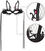 Vista 6 de 2 máscaras de mascarada para mujeres, baile de graduación, media cara, máscara de conejo sexy, máscara de ojos para Navidad, Halloween, fiesta