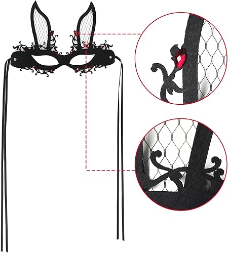 Miniatura 6 de 2 máscaras de mascarada para mujeres, baile de graduación, media cara, máscara de conejo sexy, máscara de ojos para Navidad, Halloween, fiesta,
