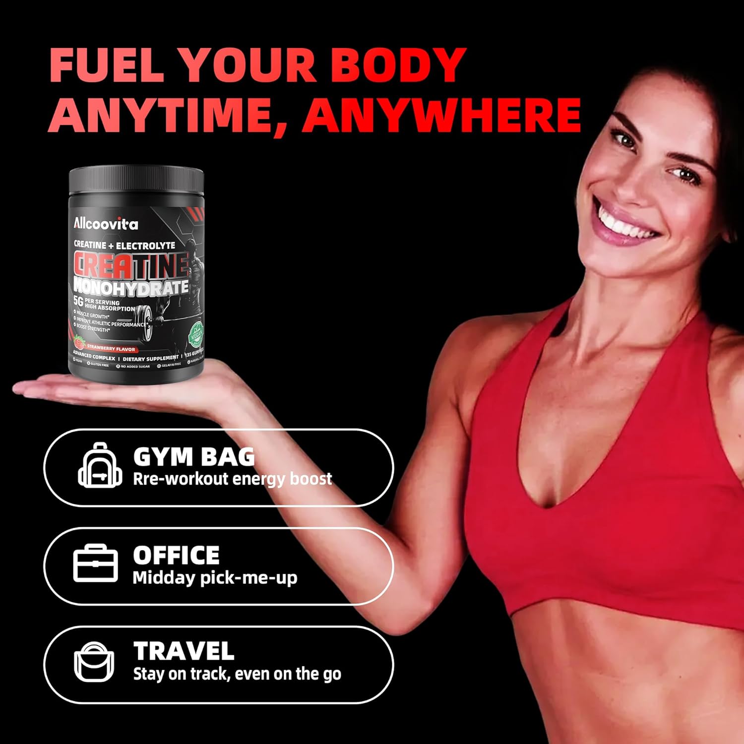 NSF Certified Creatine Gummy 5g - Creatine Monohydrate Gummies for Men & Women. Boo... - Image 4