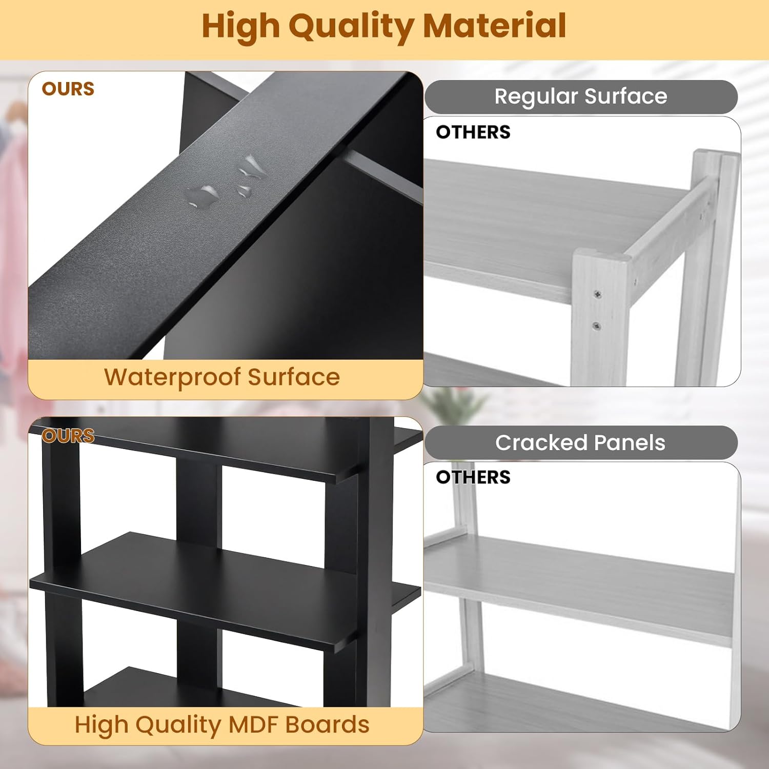 GOFLAME 7-Tier Tall Shoe Rack, Patented Freestanding Shoe Shelf Storage Organizer for 14 Pairs of Shoes, Space-Saving Vertical Shoe Stand for Entryway, Closet, Living Room, Black