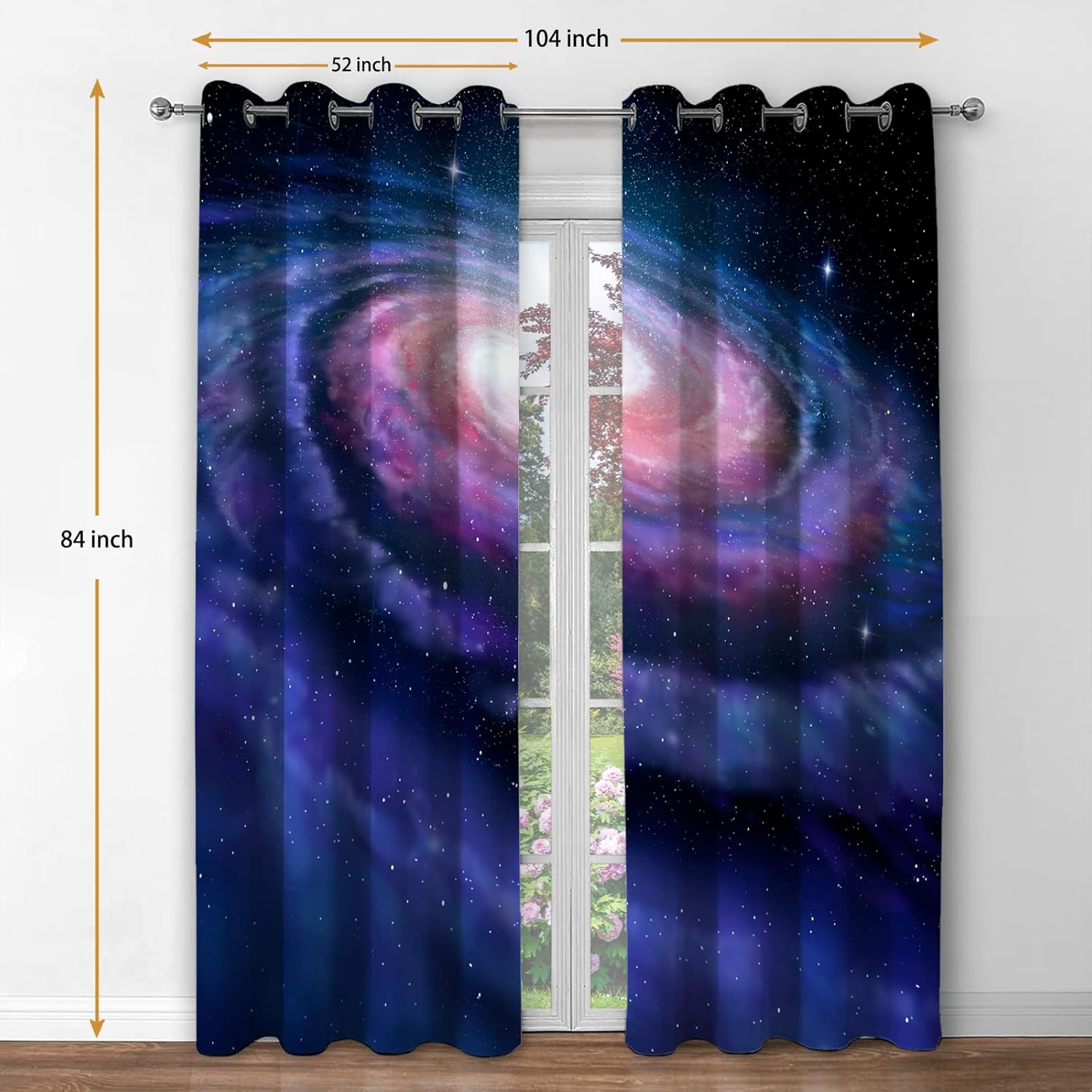 Jekeno Galaxy Blackout Curtains Outer Space Ocean Universe Starry Sky Drapes Men Kids Boys Teens Room Decor Home Bedroom Living Room Darkening Grommet Window Drapes 2 Panel Set, 52"x84"