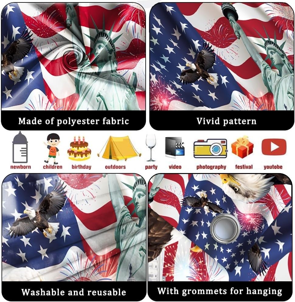 7x16ft Independence Day American Flag Garage Door Banner Cover Stars and Stripes US Flag 4th of July Banner Background Labor Day Veterans Memorial Day Patriotic Party Outdoor Decorations