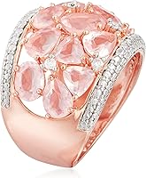 Vista 3 de Ross-Simons 5.95 ct. t.w. Rose Quartz Dome Ring With Diamonds in 18kt Rose Gold Over Sterling