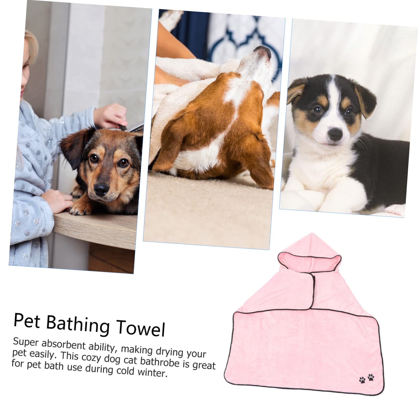 SUPVOX 2pièces Serviette De Bain Absorbante pour Animaux Peignoir pour Chien Et Chat Rapide à Sécher Après Bain