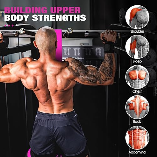 Miniatura 6 de Bandas de asistencia para dominadas, banda de resistencia resistente para barra de dominadas, pesotamaño ajustable con pies de telareposamuñecas,