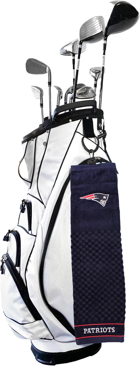 Team Golf NFL New England Patriots Embroidered Golf Towel Embroidered Golf Towel, Checkered Scrubber Design, Embroidered Logo