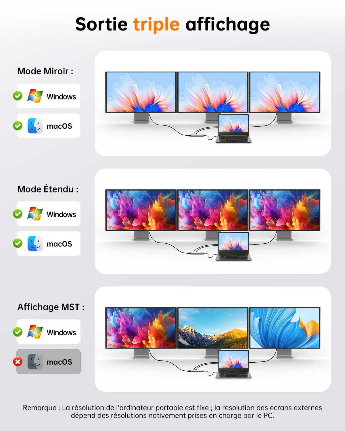 NOVOO Docking Station d'accueil USB C 12-en-1, Docking Station USB C, 2 HDMI, VGA, 5 USB Ports, 100W PD, Lecteur SD/TF, Compatible MacBook/Dell/HP/Surface