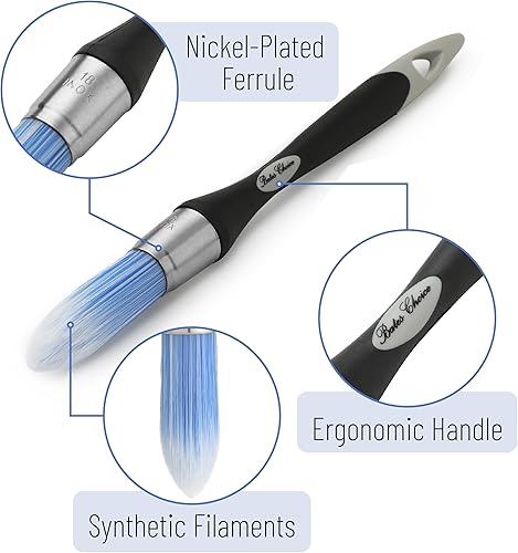 Miniatura 99 de Bates - Brocha de pintura para recortar, 0.75 pulgadas, mango ergonómico antideslizante, cerdas sintéticas, pinceles de corte para pintar, negro