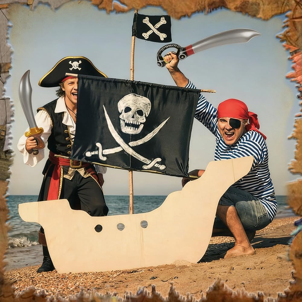 8Pcs Inflatable Pirate Swords Pirate Theme Party Inflatable Knives Birthday Halloween Cosplay Costume Swimming Pool Accessories