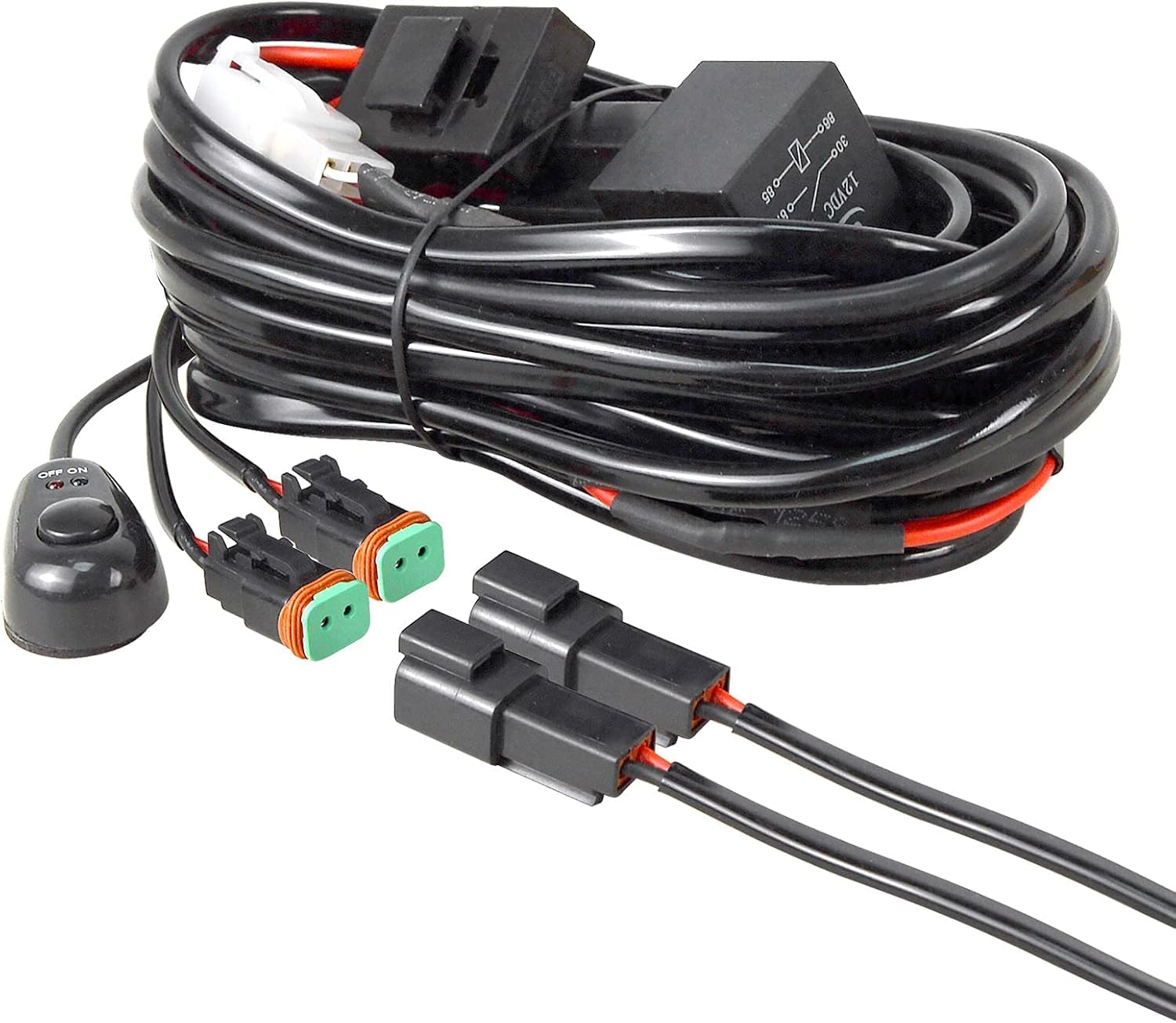 Willpower Stroboskopowe okablowanie listwy świetlnej LED Wiązka przewodów z przekaźnikiem i przełącznikiem 12 V 40A do lampy roboczej 1 sztuka lub lampa robocza 2 sztuki