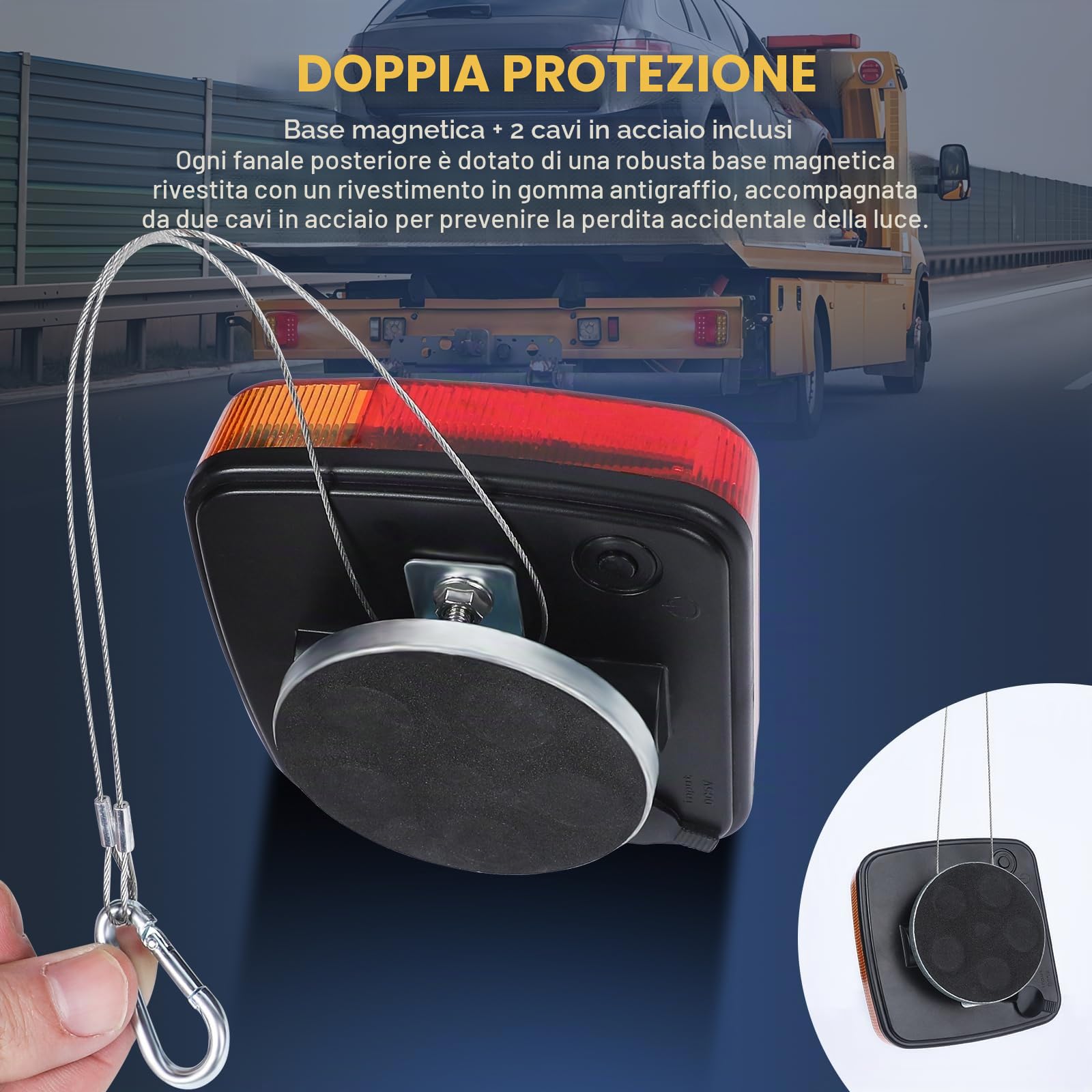 LED Fanali posteriori rimorchio senza fili 12V magnetico kit Fanale posteriore wireless portatile per rimorchi auto, roulotte, veicoli agricoli, camper- ricaricabile, impermeabile, E11