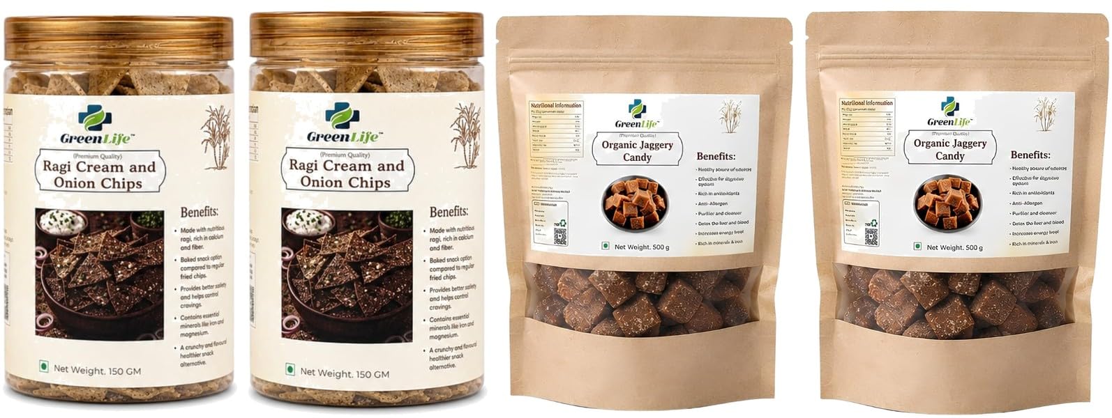 Oats & Onion Chips | Baked | Crispy Flavor | 200gpack of 2Organic Plain Jaggery Candy 500g | Natural Desi Gur | Chemical Free Traditional Sweet Treatpack 2 | GreenLif-image-8