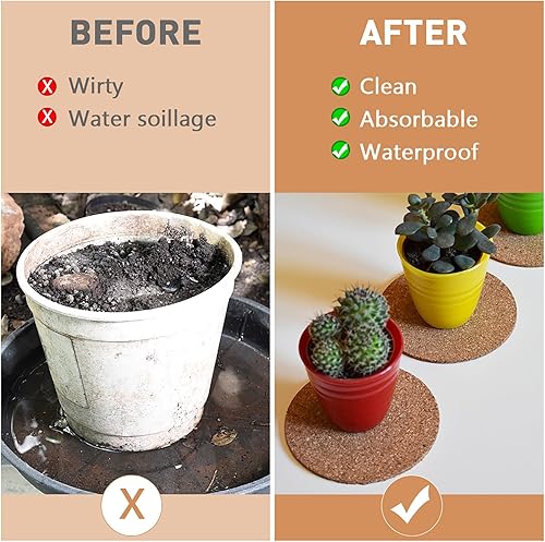 Miniatura 2 de 12 posavasos de corcho de 4 tamaños, tapetes de 4/6/8/10 pulgadas, posavasos para manualidades para plantas y bebidas de interior/exterior