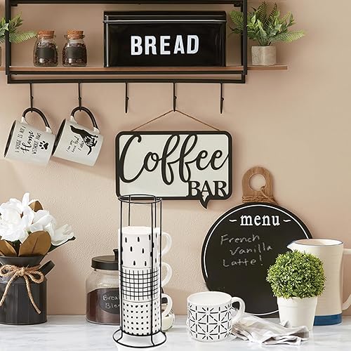 Miniatura 6 de TOPZEA Juego de 4 tazas de café apilables con soporte, juego de tazas de café de cerámica de 15 onzas con soporte de metal para capuchino, espresso,