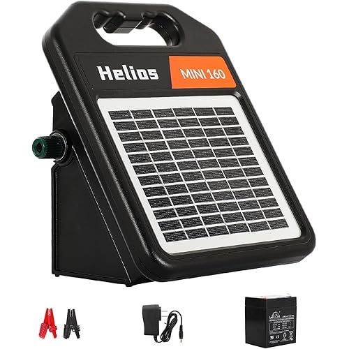 10 Miles Solar Electric Fence Charger with Day/Night Mode, 0.16J Portable Solar Fence Charger with Rechargeable Solar Panel for 24-Hour Uninterrupted Protection Electric Fence Energizer