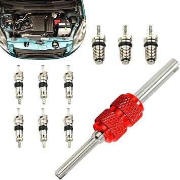 AC Valve Core Kit for Auto Air Conditioners, Car Air Conditioning System, Valve Core Replacement Part, Genuine Compatible, Car Air Conditioning Tools, Set of 10, Air Conditioner, Hvac, Automotive