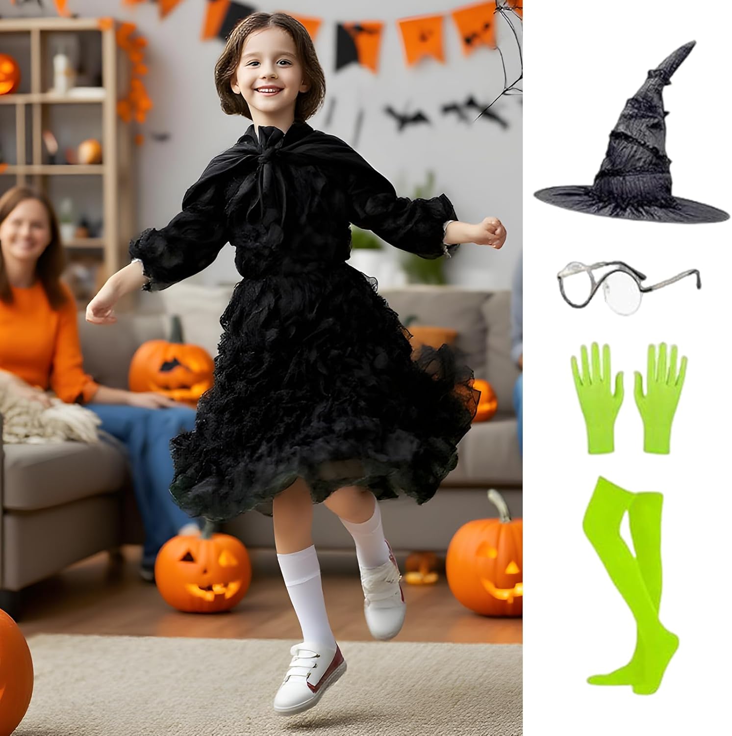 子供用魔女コスチュームセット | 女児 魔女 コスチューム ハロウィン 仮装 衣装 仮装用品,ドラマ キャラクター チャレンジ パー