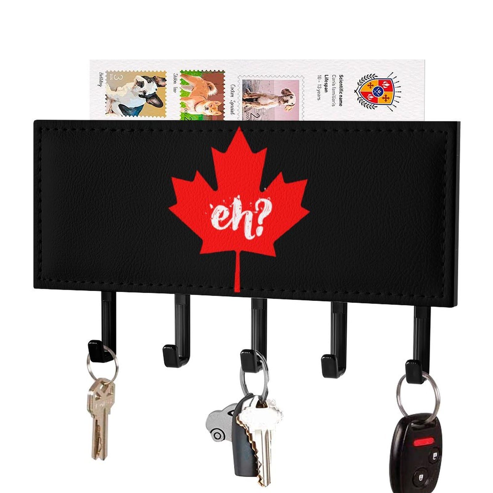 NCLQVJXZKHW Eh Canada Maple Key Holder with 5 Hooks Key Hooks Wall Mounted Key Racks Key Hanger Organiser Shelf