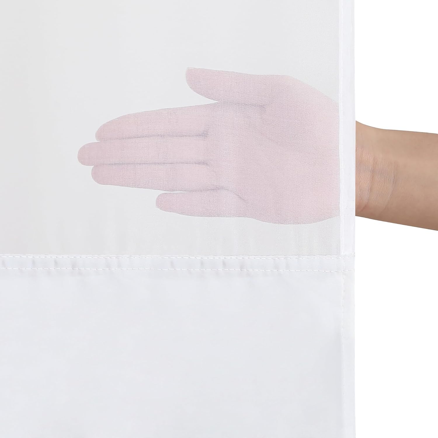 Americanflat 72x75 Hookless Shower Curtain - Water-Resistant Striped Shower Curtain with Sheer Panel, Snap-in Liner, and Durable Grommets - 100% Polyester - Grey and White