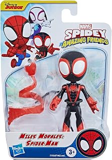 Marvel Boneco Miles Morales Spidey, 10 cm, plástico preto e vermelho, figura articulada para crianças a partir de 3 anos, presente para fãs de super heróis