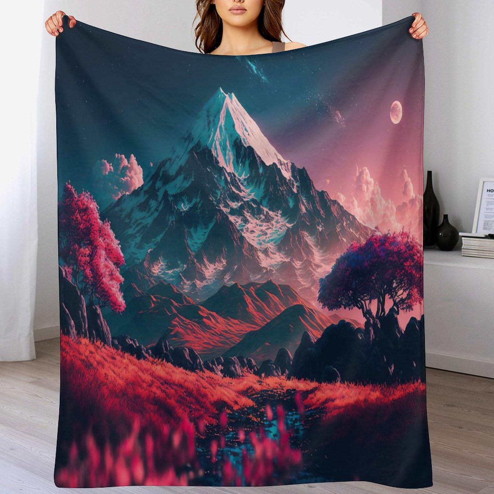 Couverture cerisier japonais légère pour vos soirées cocooning sur le canapé ou le lit