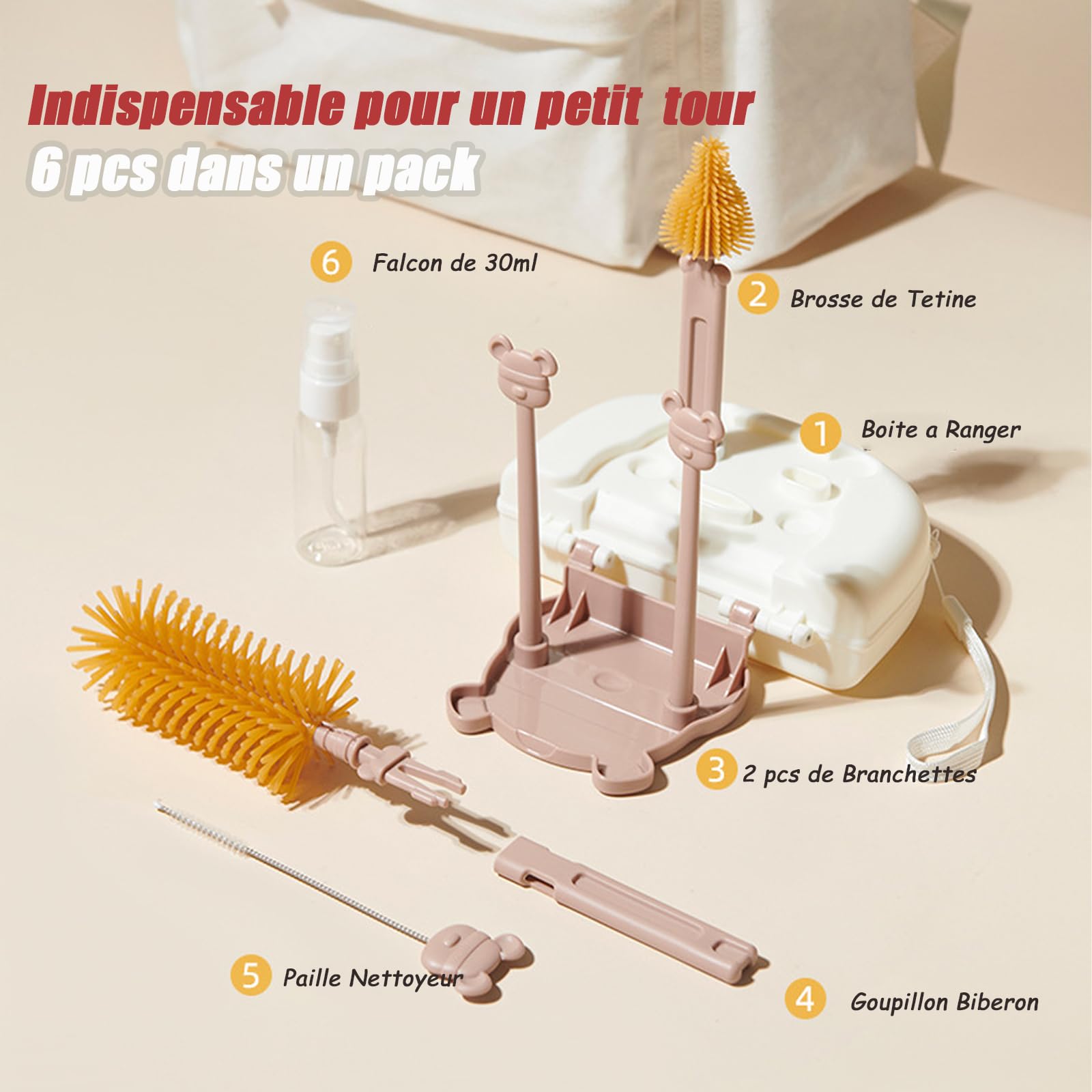 Goupillon Avec Petite Brosse - Brosse Pour Biberon - Couleur Aléatoire