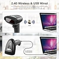 Vista 3 de NETUM Escáner de código de barras inalámbrico, 2 en 1 2.4G inalámbrico y USB con cable 1D lector de código de barras láser escáner de código