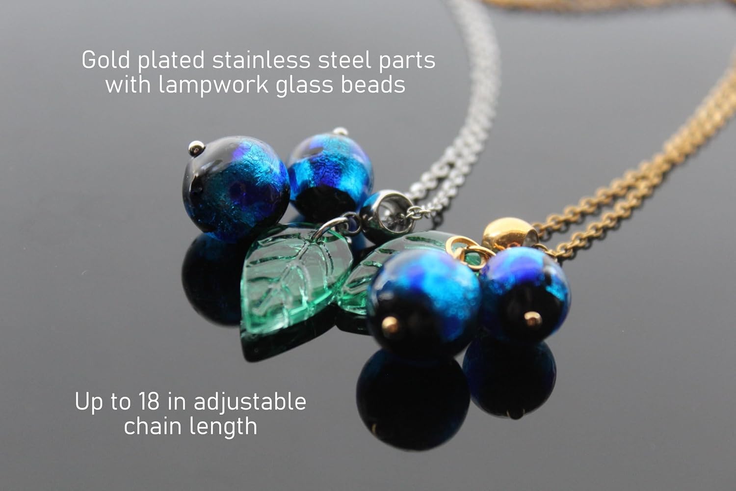 Handmade Blueberry Necklace with Murano Glass Beads