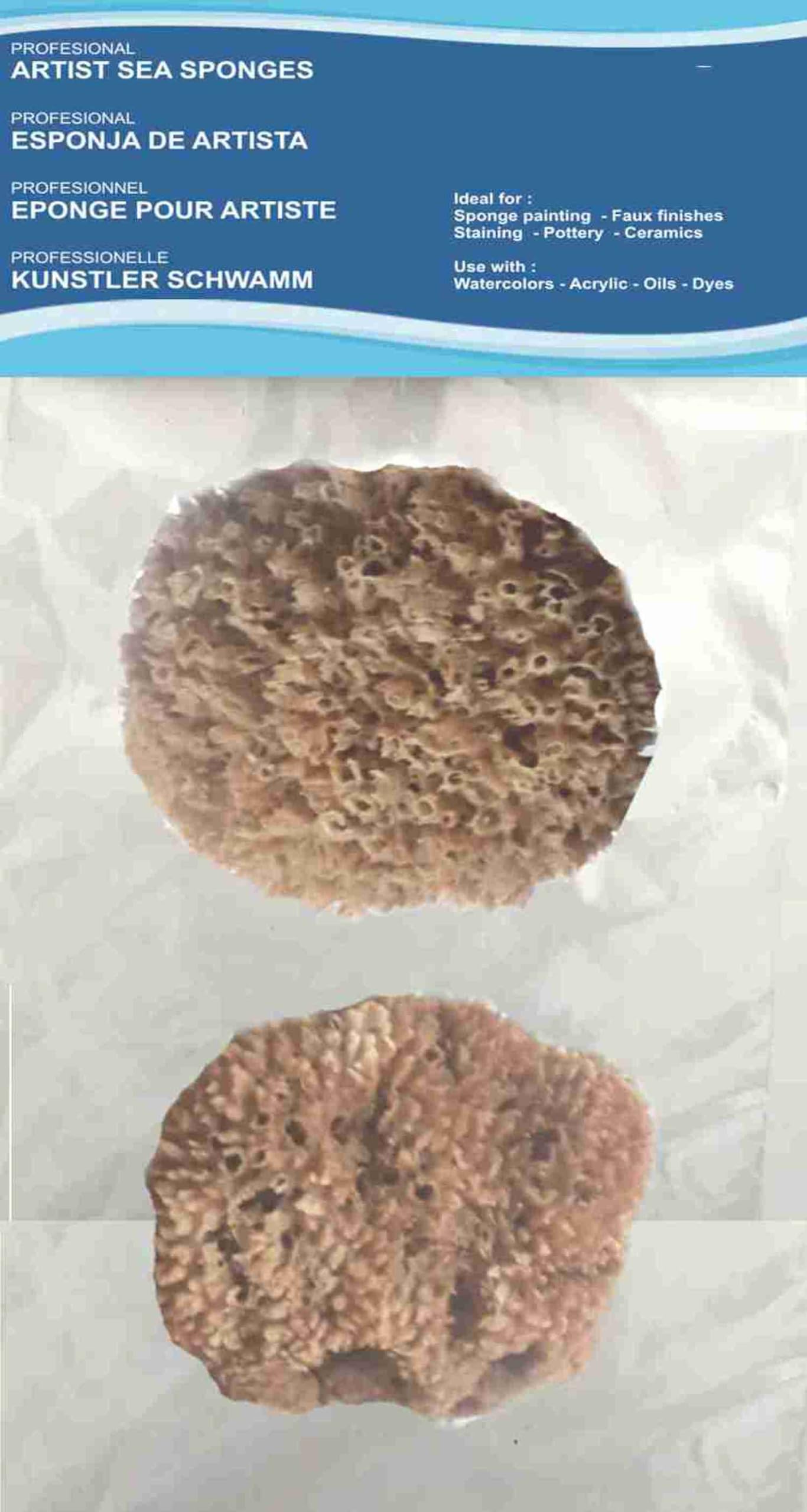 Éponges de mer naturelles pour artistes et professionnels – Lot de 2 – Tailles 12,4 à 1,5 m – Parfaites pour la peinture murale, la décoration, la texturation, le marbrage, les fausses finitions, les
