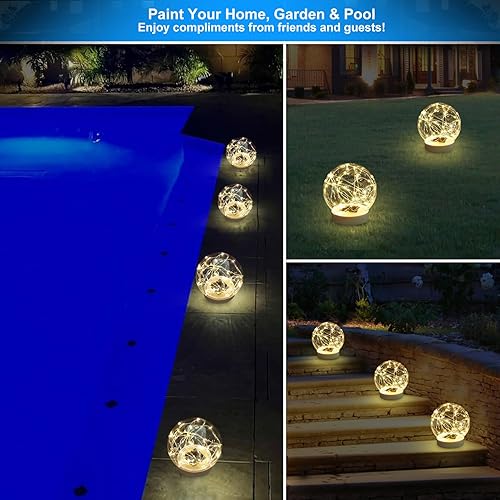 Miniatura 3 de Luces flotantes de piscina alimentadas por energía solar, brillan en la oscuridad, luces solares de globo solar blanco cálido que flotan, 6.9
