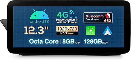 XTRONS Pantalla táctil de coche IPS de 12.3 pulgadas para Audi A4 S4 RS4 A5 S5 RS5 Radio de conciertosinfonía, Android 12 Radio estéreo para