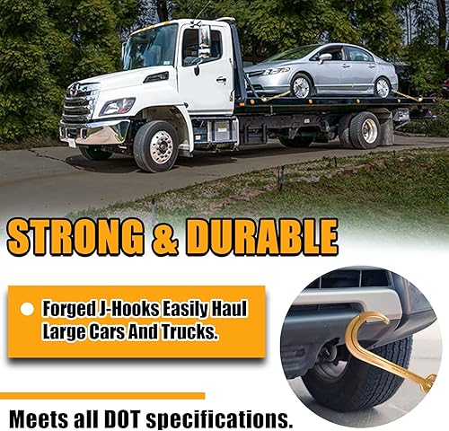 Miniatura 3 de Brida en V de cadena de grado 80  Brida de cadena de remolque de 38 pulgadas x 2 pies con ganchos en J y ganchos de agarre  Cadena de transporte de