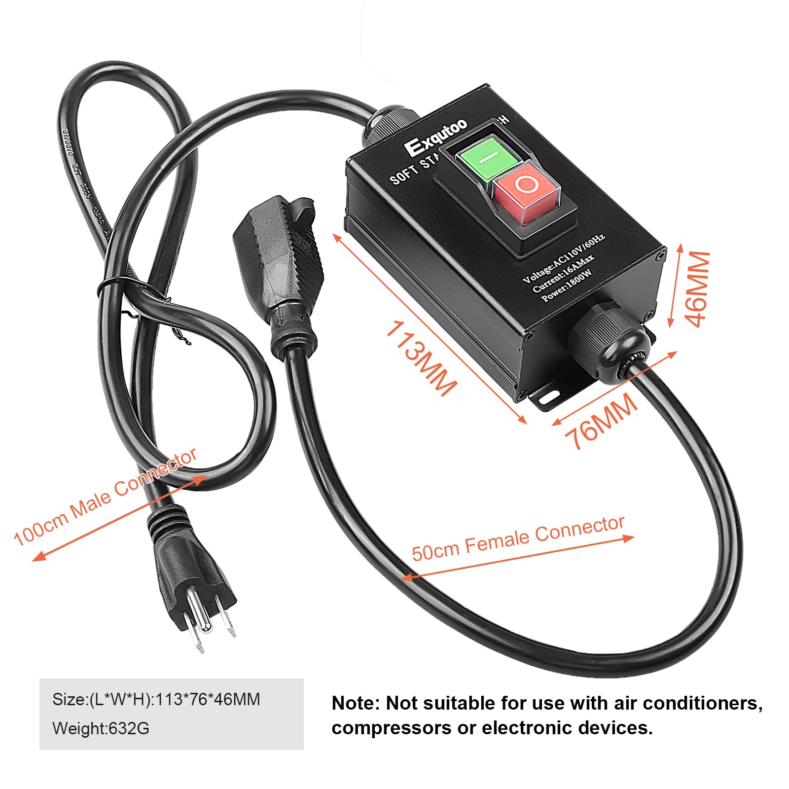 Exqutoo Black Soft Starter Switch Heavy Duty General Purpose