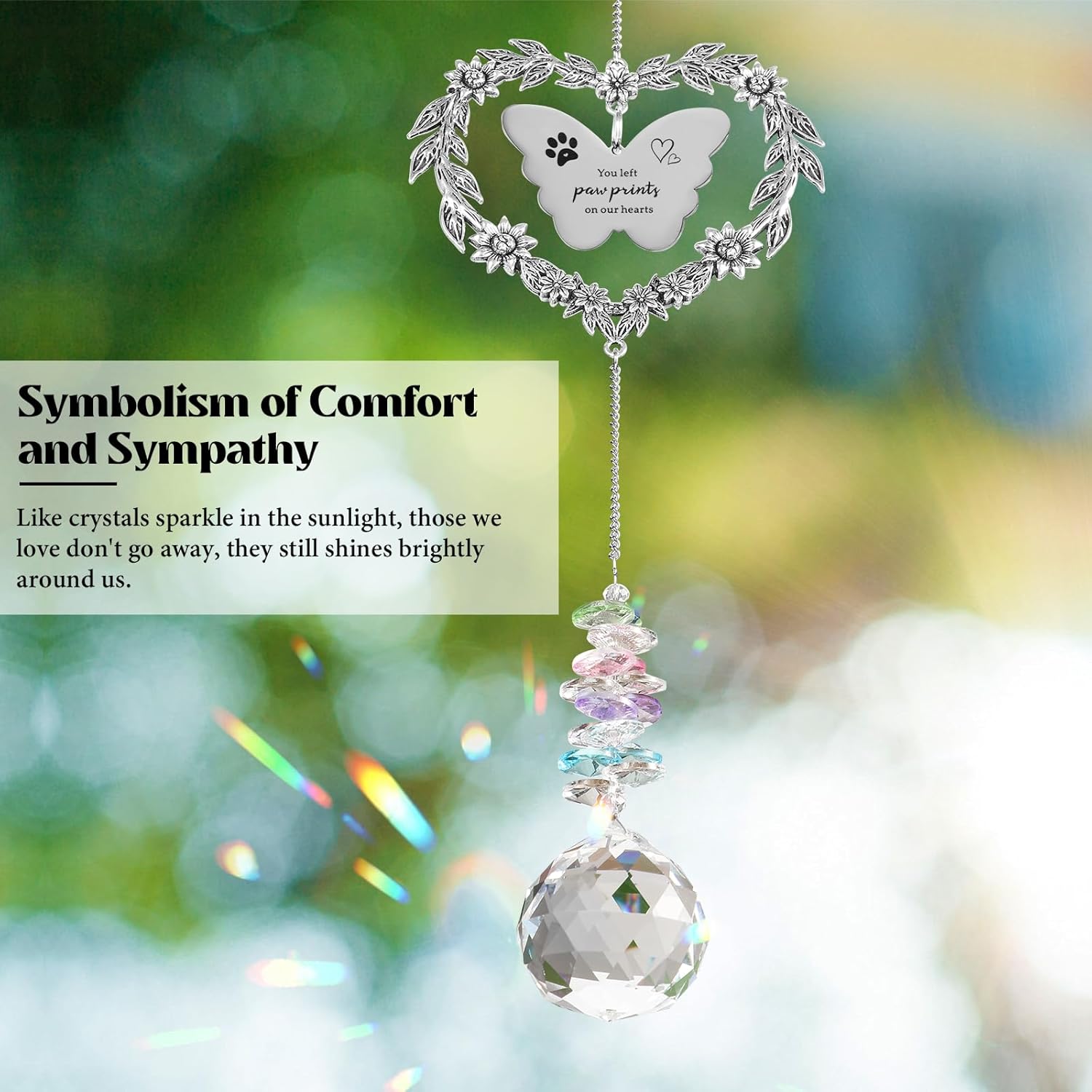 Dog Memorial Gifts for Loss of Dog, Pet Sympathy Suncatcher with Personalized Words, Cat Death Remembrance Gift for Pet Lovers, Heart Shaped Cat Bereavement Ornament with Sympathy Card - Image 2