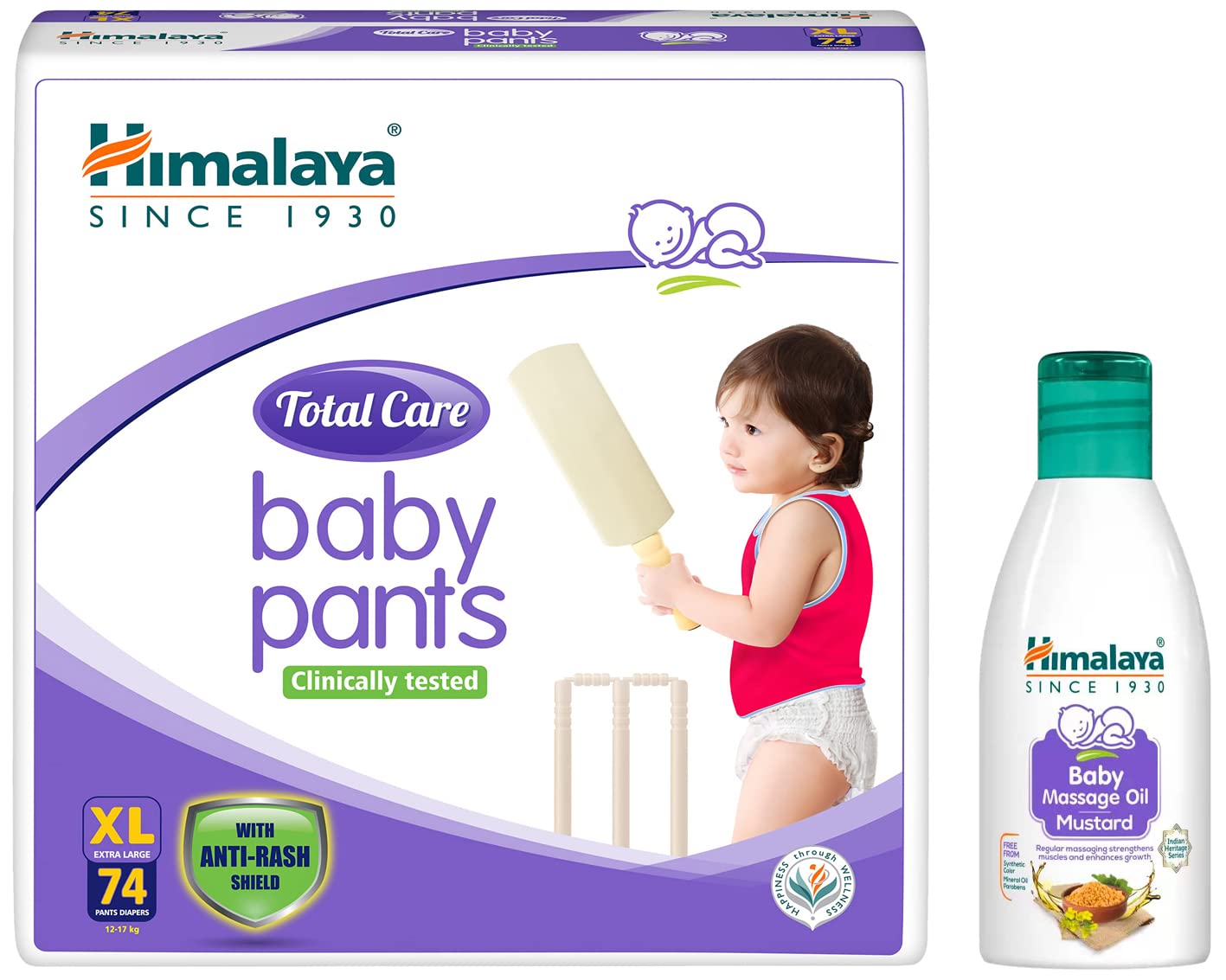 Buy Himalaya Total Care Baby Pants Diapers, Extra Large (1217 kg), 74 Count & Himalaya Baby