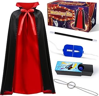 Magic Kit, Magician Costume Set with Cloak Cape, Christmas Halloween Dress Up & Pretend Play Magic Tricks for Kids Ages 6 7 8 9 10 11 12