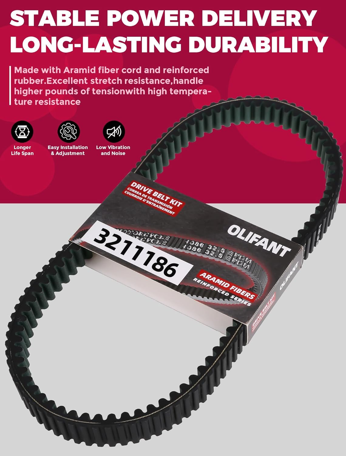 Drive Belt 3211186 for Polaris Ranger 1000 XP/Ranger 1000 XP Crew 2018-2025 Xpedition XP/XP5/ADV/ADV 5 2024-2025 3211202 50C4289
