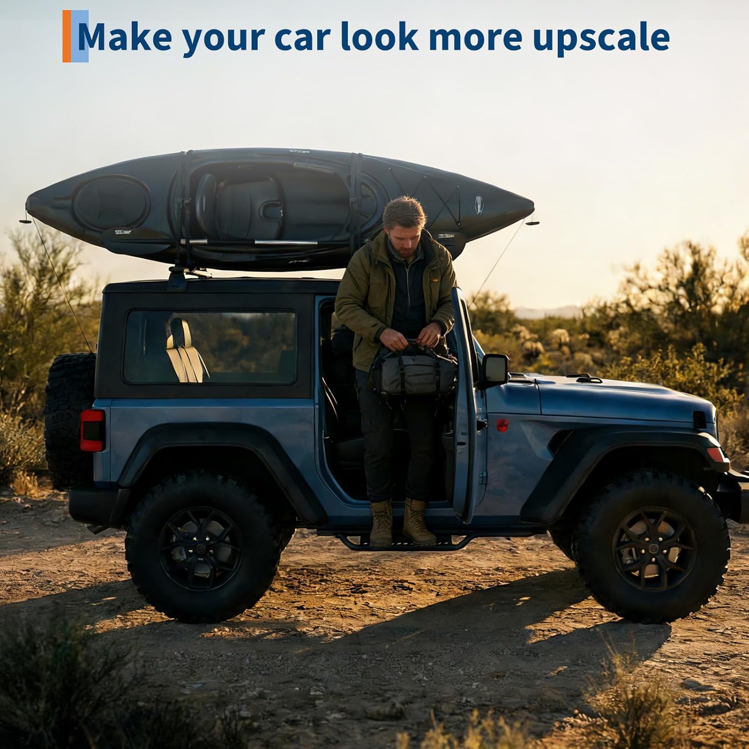 Garvee Running Boards Compatible with 1997-2006 Wrangler TJ 2 Door, 6" Two-Stair Off-Road Heavy-Duty Side Steps, Black Powder Coated Nerf Bars for Easy Cab & Roof Access