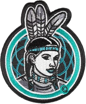 PatchStop Dreamcatcher Indian Lady Turquoise Iron On Patches for Clothing Jeans - 2.5x3in Small DIY Sew On Patch for Jackets Bags - Embroidered Native American Decorative Patches