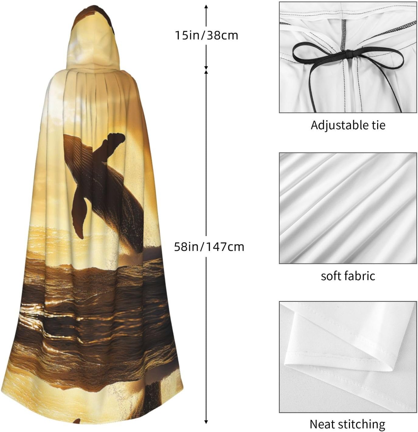 humpback Unique Darkness Poncho Shawl - Customizable Wearable Blanket for Women, Perfect Halloween Costume Accessory, Knight, Akatsuki, and More